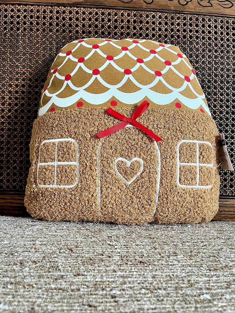 Target Gingerbread House Decorative Pillow 10 Brown & Red NWT